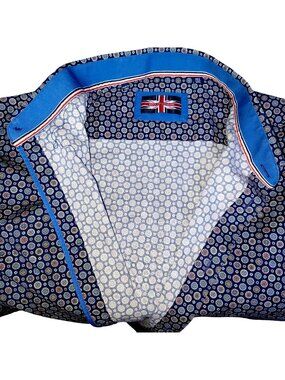 Soul of London Shirt Blue Luxury Geometric Floral Long Sleeve Button Up Men XXL